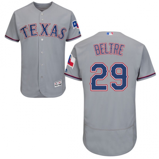 Men's Majestic Texas Rangers #29 Adrian Beltre Grey Road Flex Base Authentic Collection MLB Jersey - Ujersey