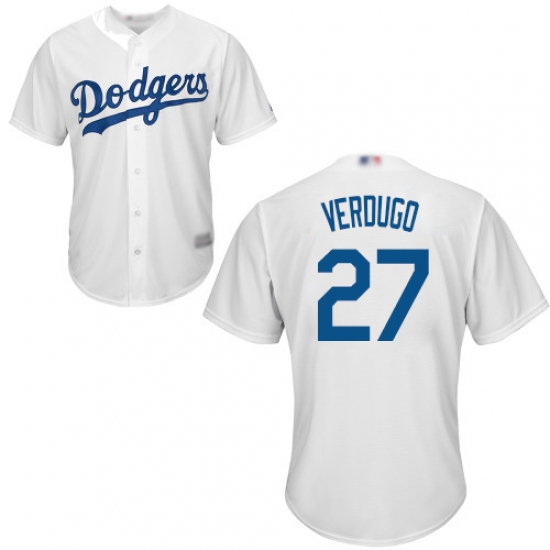 Men's Los Angeles Dodgers #27 Alex Verdugo White New Cool Base Stitched Baseball Jersey - Ujersey