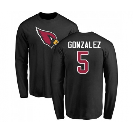 Football Arizona Cardinals #5 Zane Gonzalez Black Name & Number Logo Long Sleeve T-Shirt - Ujersey