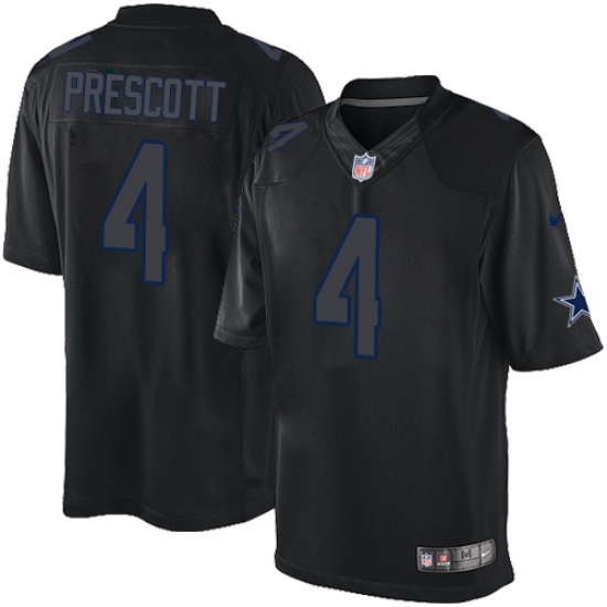 Men's Nike Dallas Cowboys #4 Dak Prescott Limited Black Impact NFL Jersey - Ujersey