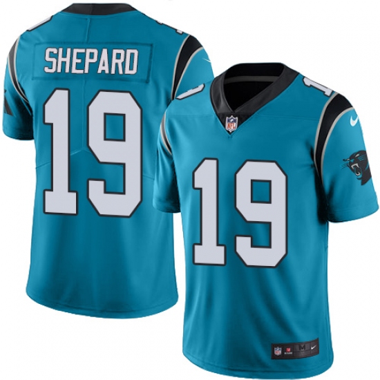Men's Nike Carolina Panthers #19 Russell Shepard Blue Alternate Vapor Untouchable Limited Player NFL Jersey - Ujersey