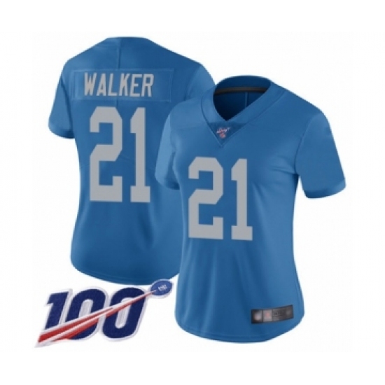 Women's Detroit Lions #21 Tracy Walker Blue Alternate Vapor Untouchable Limited Player 100th Season Football Jersey - Ujersey