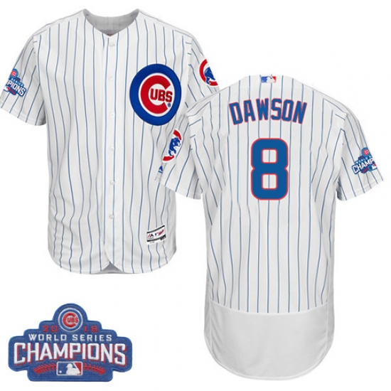 Men's Majestic Chicago Cubs #8 Andre Dawson White 2016 World Series Champions Flexbase Authentic Collection MLB Jersey - Ujersey