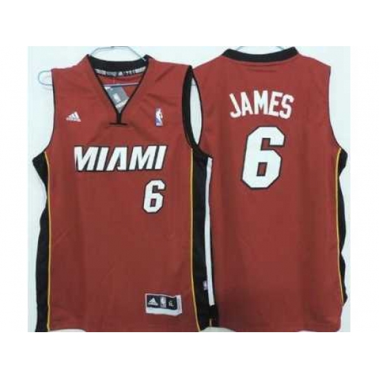 Kids Miami Heat 6 LeBron James Red Revolution 30 Swingman Jerseys - Ujersey
