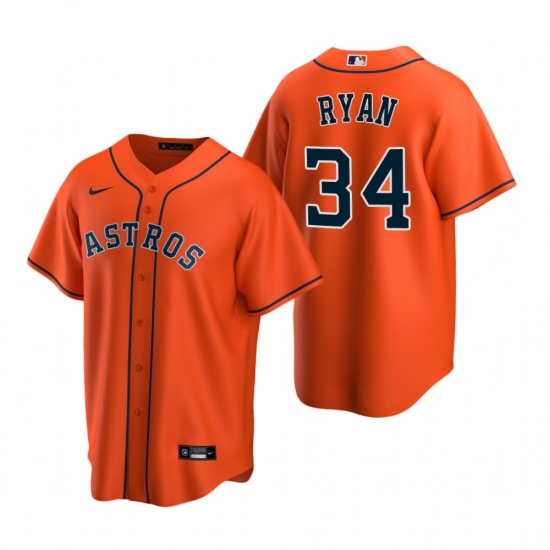 Men's Nike Houston Astros #34 Nolan Ryan Orange Alternate Stitched Baseball Jersey - Ujersey