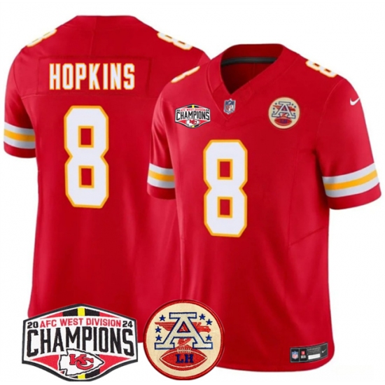 Men's Kansas City Chiefs #8 DeAndre Hopkins Red F.U.S.E. 2024 AFC West Division Champions Vapor Limited Stitched Football Jersey - Ujersey