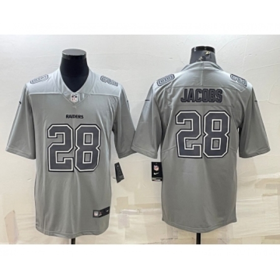 Men's Las Vegas Raiders #28 Josh Jacobs Grey Atmosphere Fashion Stitched Jersey - Ujersey