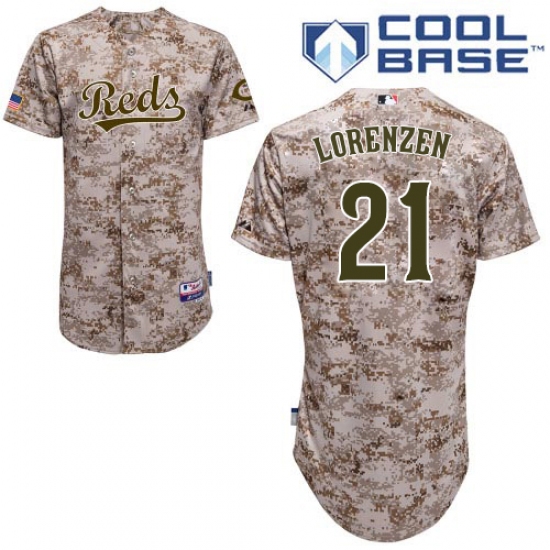 Men's Majestic Cincinnati Reds #21 Michael Lorenzen Replica Camo Alternate Cool Base MLB Jersey - Ujersey