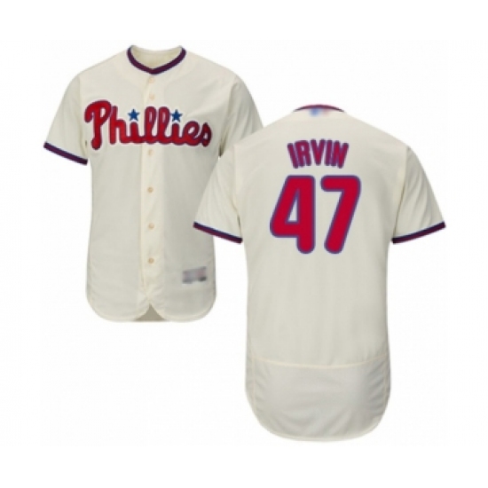 Men's Philadelphia Phillies #47 Cole Irvin Cream Alternate Flex Base Authentic Collection Baseball Player Jersey - Ujersey