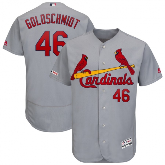 Men's St. Louis Cardinals #46 Paul Goldschmidt Majestic Gray Road Authentic Collection Flex Base Player Jersey