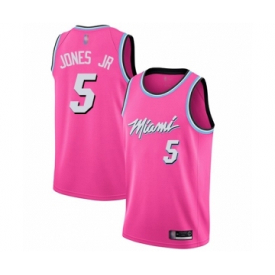 Men's Miami Heat #5 Derrick Jones Jr Pink Swingman Jersey - Earned Edition - Ujersey