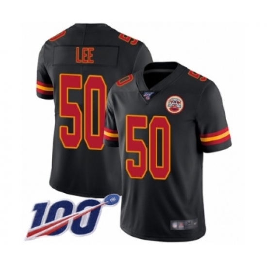 Men's Kansas City Chiefs #50 Darron Lee Limited Black Rush Vapor Untouchable 100th Season Football Jersey - Ujersey