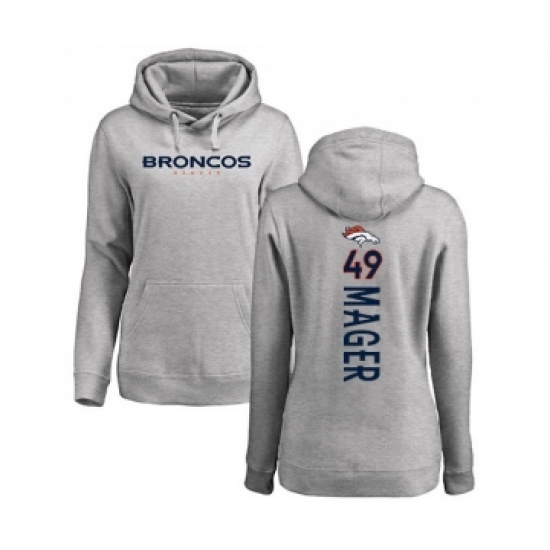 Football Women's Denver Broncos #49 Craig Mager Ash Backer Pullover Hoodie - Ujersey