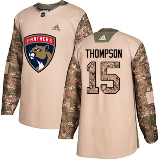 Youth Adidas Florida Panthers #15 Paul Thompson Authentic Camo Veterans Day Practice NHL Jersey - Ujersey