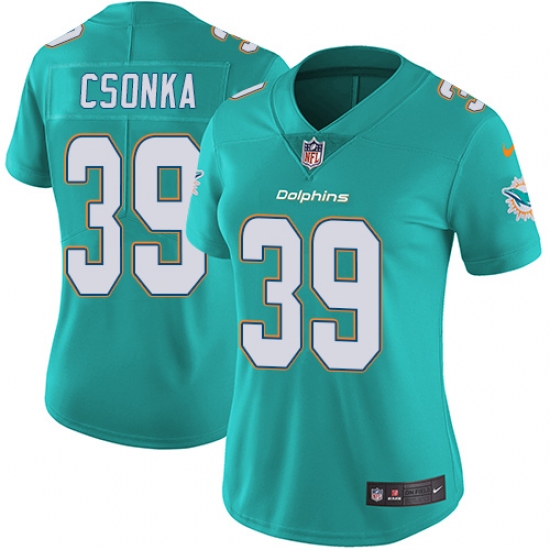 Women's Nike Miami Dolphins #39 Larry Csonka Aqua Green Team Color Vapor Untouchable Limited Player NFL Jersey - Ujersey