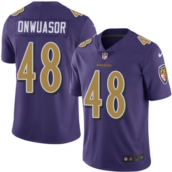 Men's Nike Baltimore Ravens #48 Patrick Onwuasor Elite Purple Rush Vapor Untouchable NFL Jersey - Ujersey