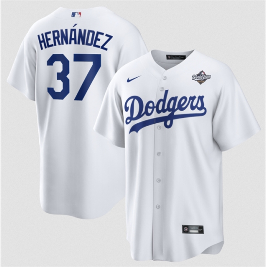 Men's Los Angeles Dodgers #37 Teoscar Hernández White 2025 World Series Home Cool Base Stitched Baseball Jersey - Ujersey