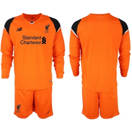 Liverpool Blank Orange Goalkeeper Long Sleeves Soccer Club Jersey