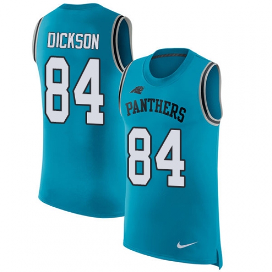 Men's Nike Carolina Panthers #84 Ed Dickson Limited Blue Rush Player Name & Number Tank Top NFL Jersey - Ujersey