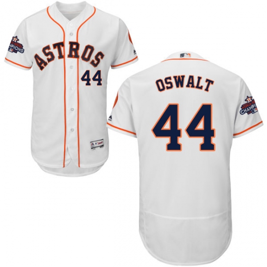 Men's Majestic Houston Astros #44 Roy Oswalt Authentic White Home 2017 World Series Champions Flex Base MLB Jersey