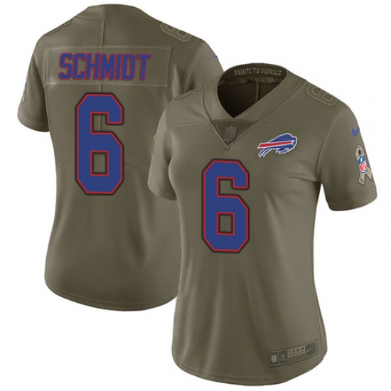 Women's Nike Buffalo Bills #6 Colton Schmidt Limited Olive 2017 Salute to Service NFL Jersey - Ujersey