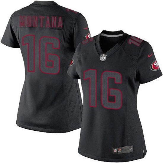 Women's Nike San Francisco 49ers #16 Joe Montana Limited Black Impact NFL Jersey - Ujersey