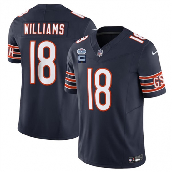 Men's Chicago Bears #18 Caleb Williams Navy 2024 F.U.S.E. With Draft Patch And 1-star C Vapor Football Stitched Jersey - Ujersey