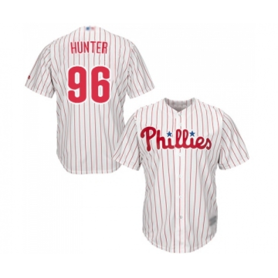 Youth Philadelphia Phillies #96 Tommy Hunter Replica White Red Strip Home Cool Base Baseball Jersey - Ujersey