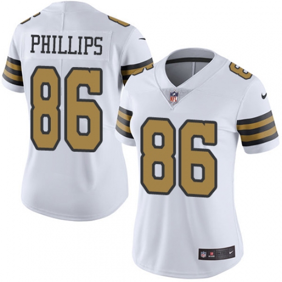 Women's Nike New Orleans Saints #86 John Phillips Limited White Rush Vapor Untouchable NFL Jersey - Ujersey