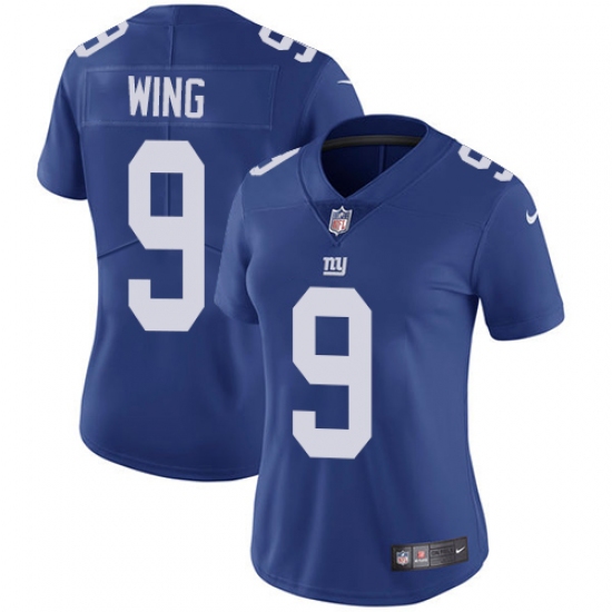 Women's Nike New York Giants #9 Brad Wing Royal Blue Team Color Vapor Untouchable Limited Player NFL Jersey - Ujersey