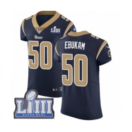 Men's Nike Los Angeles Rams #50 Samson Ebukam Navy Blue Team Color Vapor Untouchable Elite Player Super Bowl LIII Bound NFL Jersey - Ujersey