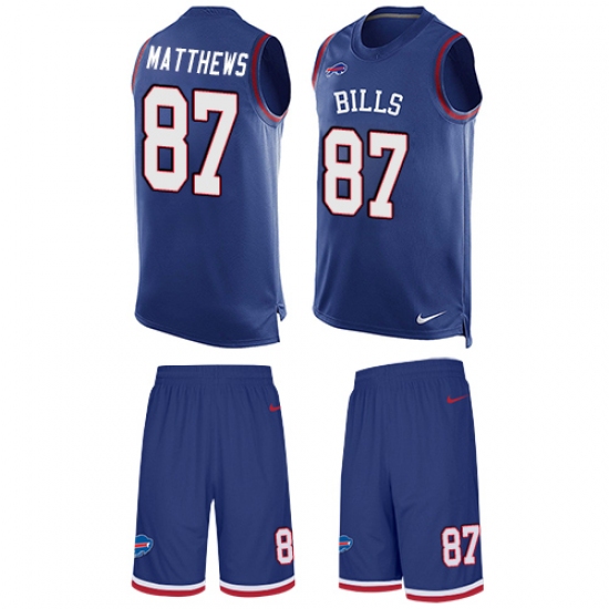 Men's Nike Buffalo Bills #87 Jordan Matthews Limited Royal Blue Tank Top Suit NFL Jersey - Ujersey