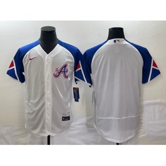 Men's Atlanta Braves Blank White 2023 City Connect Flex Base Stitched Baseball Jersey - Ujersey