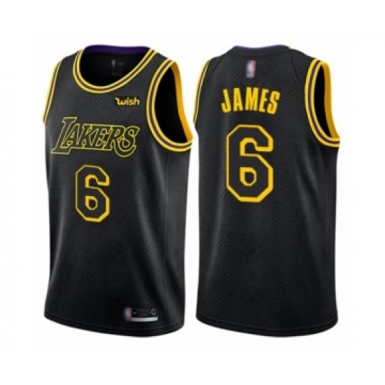 Youth Los Angeles Lakers #6 LeBron James Swingman Black Basketball Jersey - City Edition - Ujersey