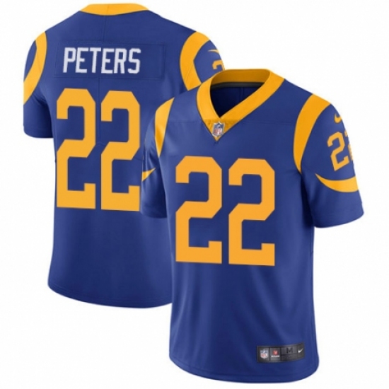 Youth Nike Los Angeles Rams #22 Marcus Peters Royal Blue Alternate Vapor Untouchable Limited Player NFL Jersey - Ujersey