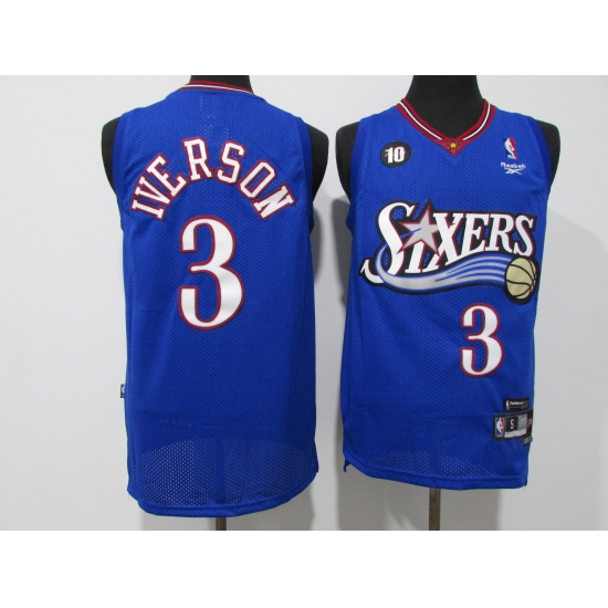 Men's Philadelphia 76ers #3 Dana Barros Blue Swingman Basketball Jersey - Ujersey