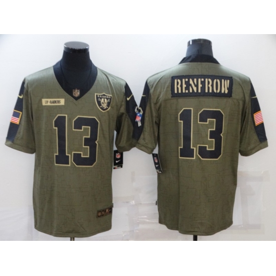 Men's Las Vegas Raiders #13 Hunter Renfrow Nike Olive 2021 Salute To Service Limited Player Jersey - Ujersey