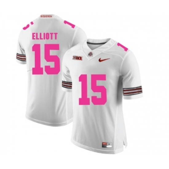 Ohio State Buckeyes 15 Ezekiel Elliott White 2018 Breast Cancer Awareness College Football Jersey - Ujersey