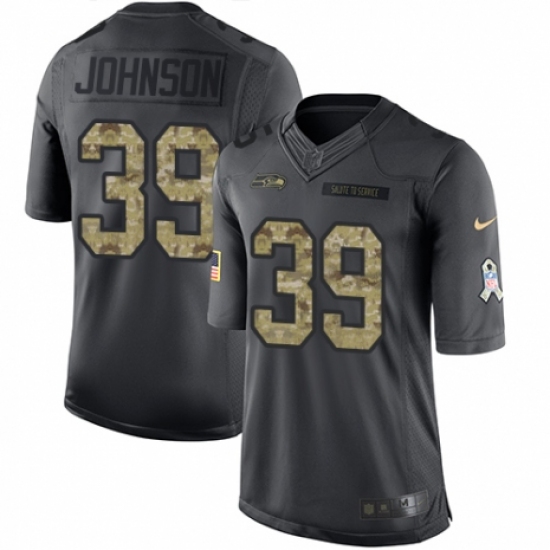 Youth Nike Seattle Seahawks #39 Dontae Johnson Limited Black 2016 Salute to Service NFL Jersey - Ujersey