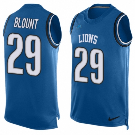 Men's Nike Detroit Lions #29 LeGarrette Blount Limited Blue Player Name & Number Tank Top NFL Jersey - Ujersey