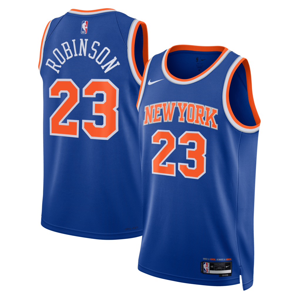 Unisex New York Knicks Mitchell Robinson Nike Blue Swingman Jersey - Icon Edition - SUjersey01