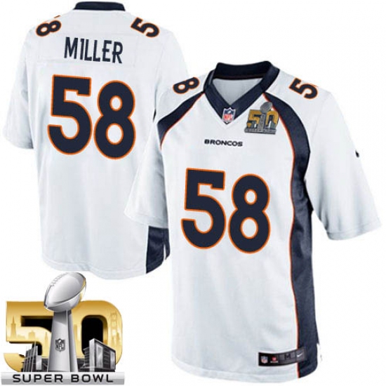 Men's Nike Denver Broncos #58 Von Miller Limited White Super Bowl 50 Bound NFL Jersey - Ujersey
