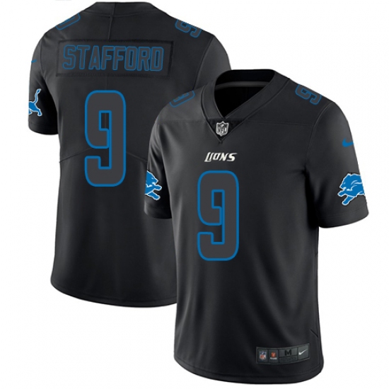Men's Nike Detroit Lions #9 Matthew Stafford Limited Black Rush Impact NFL Jersey - Ujersey