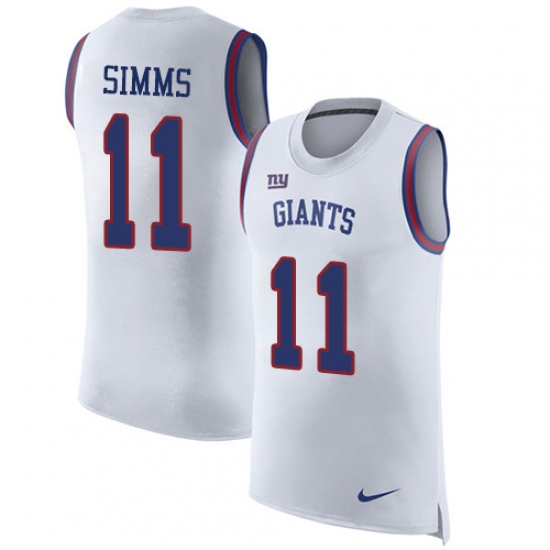Men's Nike New York Giants #11 Phil Simms Limited White Rush Player Name & Number Tank Top NFL Jersey - Ujersey