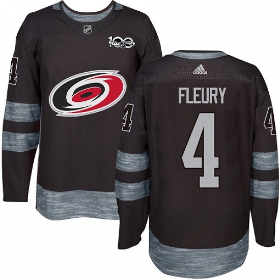 Men's Adidas Carolina Hurricanes #4 Haydn Fleury Authentic Black 1917-2017 100th Anniversary NHL Jersey - Ujersey
