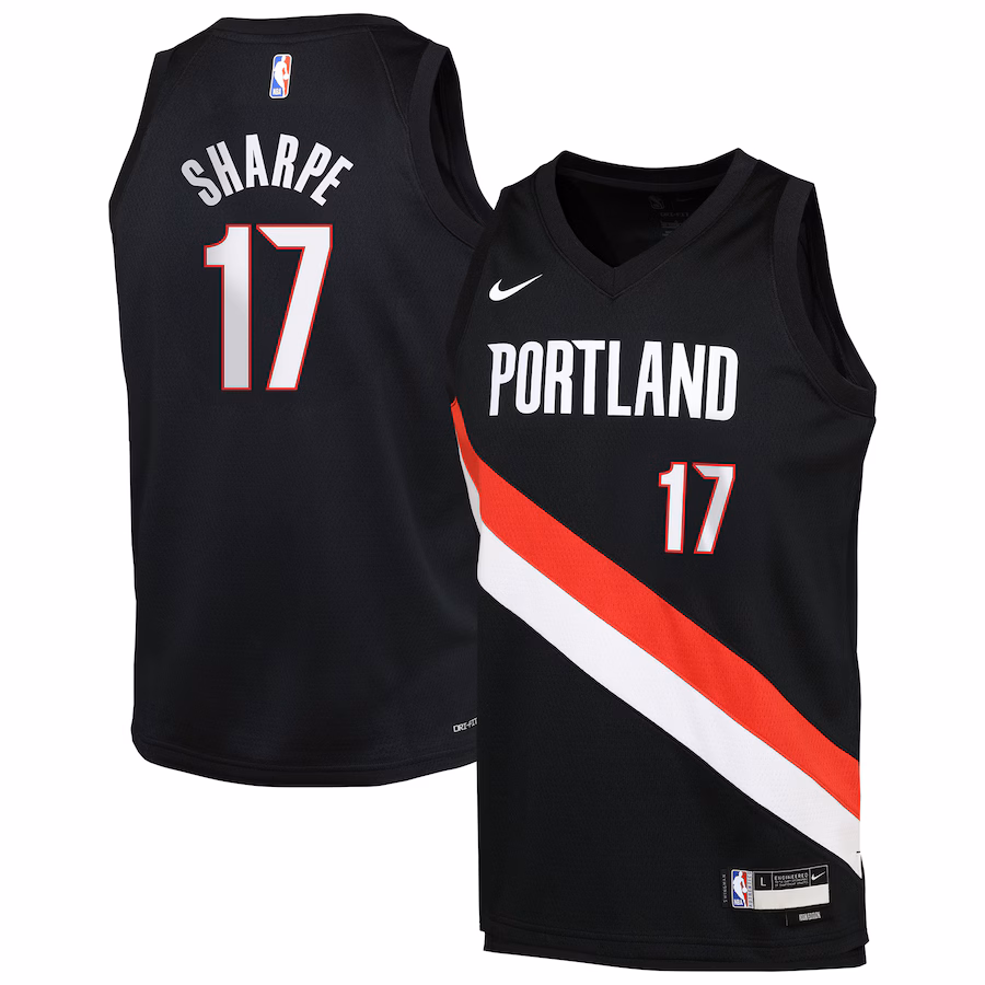 Youth Portland Trail Blazers Shaedon Sharpe Nike Black Icon Edition Swingman Jersey - Ujersey