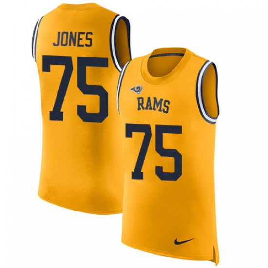 Men's Nike Los Angeles Rams #75 Deacon Jones Limited Gold Rush Player Name & Number Tank Top NFL Jersey - Ujersey
