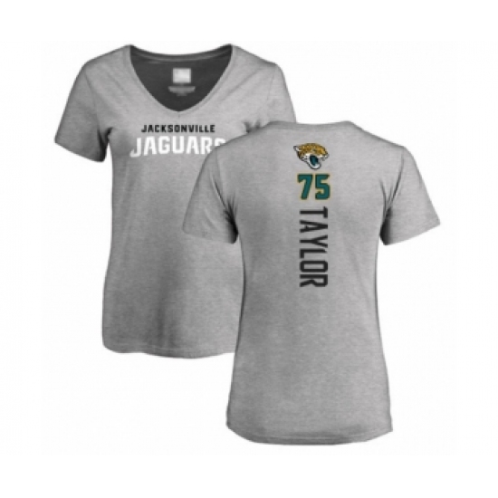 Football Women's Jacksonville Jaguars #75 Jawaan Taylor Ash Backer T-Shirt - Ujersey