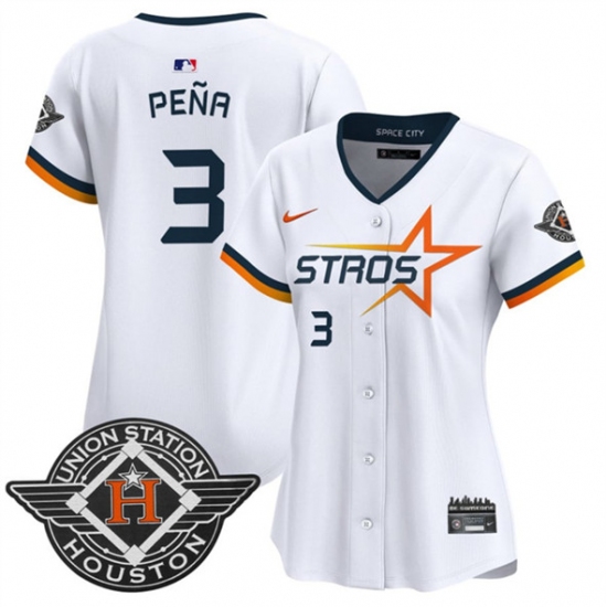 Women's Houston Astros #3 Jeremy Pena White 2025 City Connect Limited Stitched Baseball Jersey(Run Small) - Ujersey