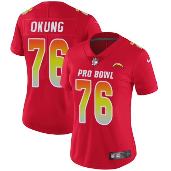 Women's Nike Los Angeles Chargers #76 Russell Okung Limited Red 2018 Pro Bowl NFL Jersey - Ujersey